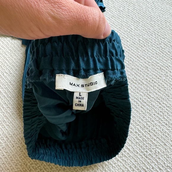 Max Studio Green Accordion Pleated Midi Skirt in Size Large - Picture 5 of 5